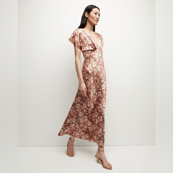 Veronica Beard Seymour Stretch-Silk Dress in Deep Ochre NWOT - Picture 3 of 9